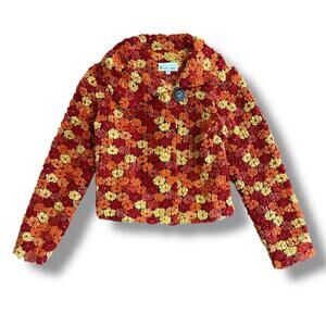 Elliott Lauren Textured Floral Jacket Blazer | Women’s 8 Crochet Style Retro Y2K